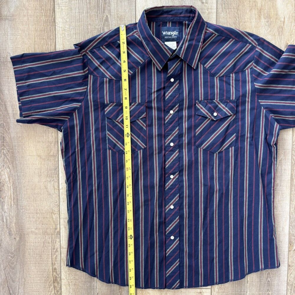 Wrangler Mens Pearl Snap Western Shirt Sz XL Rodeo Cowboy Ranch Festival Stripe - Picture 9 of 10